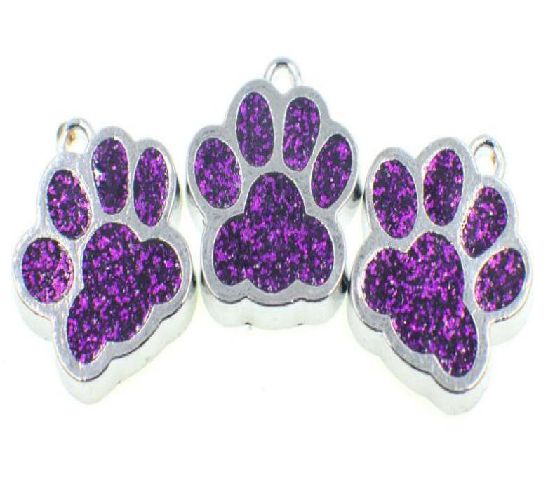 Whole 50pcslot Bling dog bear paw print hang pendant charms fit for diy keychains necklace fashion jewelrys
