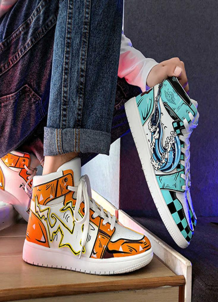 Men's Sneakers Anime Kamado Tanjirou Agatsuma Zenitsu Cartoon Casual Shoes Breathable Outdoor Running Sneakers 211014