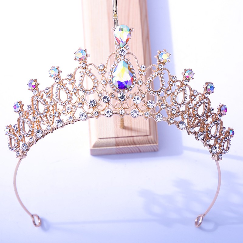 18 Colors Gold Silver Color Metal Crystal Tiara Crown Party Gift Princess Rhinestone Bridal Crown Hair Accessories