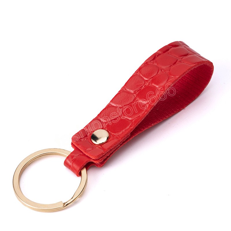 Crocodile Leather Keychain Business Gift Leather Key Chain Men Women Car Key Strap Waist Wallet KeyChains Keyrings 6 Colors