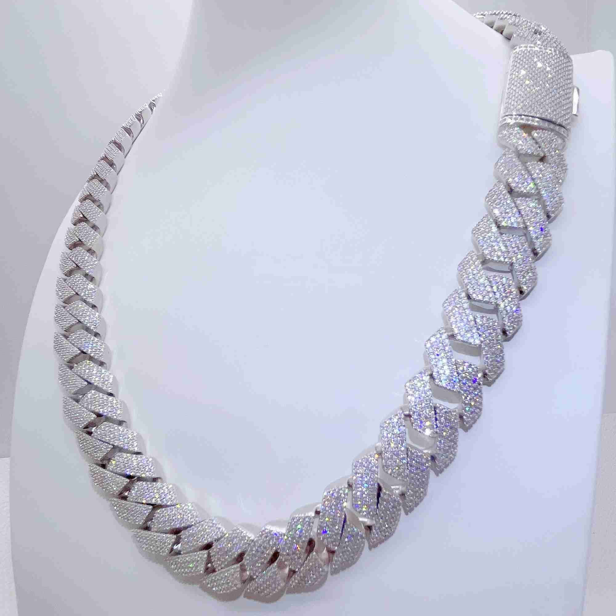 necklace moissanite chain cuban link bracelet designer jewelry rose gold 20mm Width 3 Row hop hip jewelry iced Out moissanite chain designer gift jewe