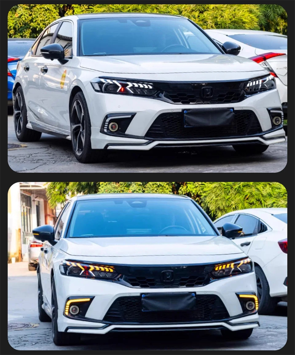 Auto Parts For Honda CIVIC 11th Headlights 20 22-2024 E-Tron Styling LED Daytime Lights Dual Projector DRL Car Accesorios Modified