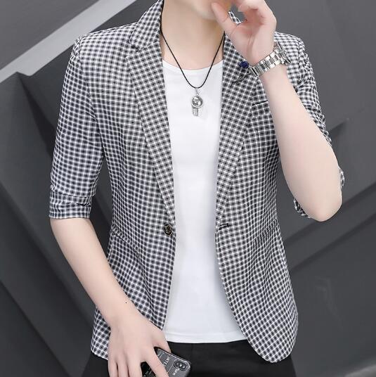 Men's Suits Blazers Men's summer wear plain sleeved jacket 230406
