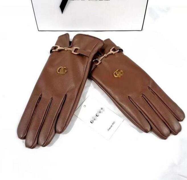 Mens Womens Five Fingers Gloves Designer Brand Letter Printing Thicken Keep Warm Glove Winter Outdoor Sports Pure Cotton Faux Leather Accessories