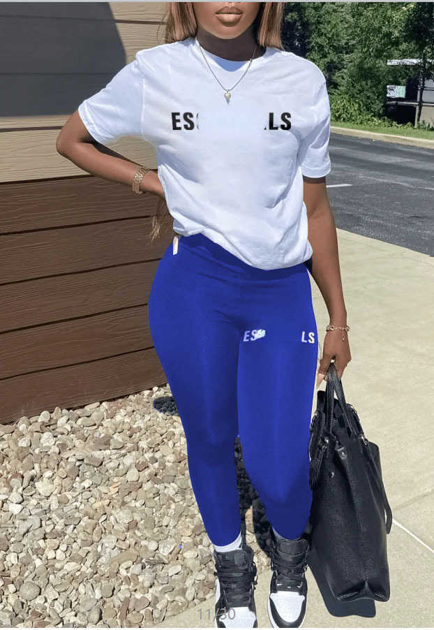 Summer Tracksuits Women Letter Printed Personalized Casual Short Sleeve Two Piece Set Women Sports Tracksuits Jogging Suits Plus Size S-5xl