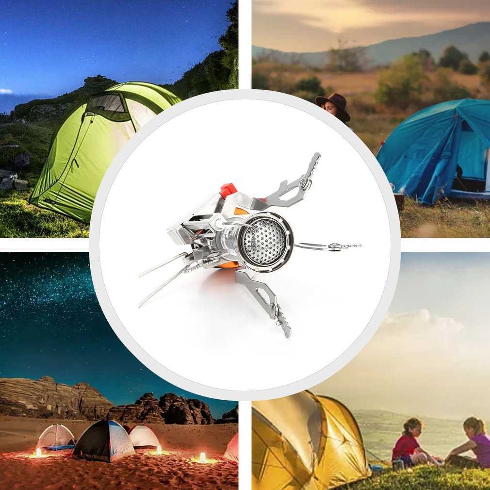 BBQ Tools Accessories Outdoor Mini Camping Stove Gas Burner Non-slip Folding High-temperature Resistant Gas Stove For BBQ Family Picnic Cooker