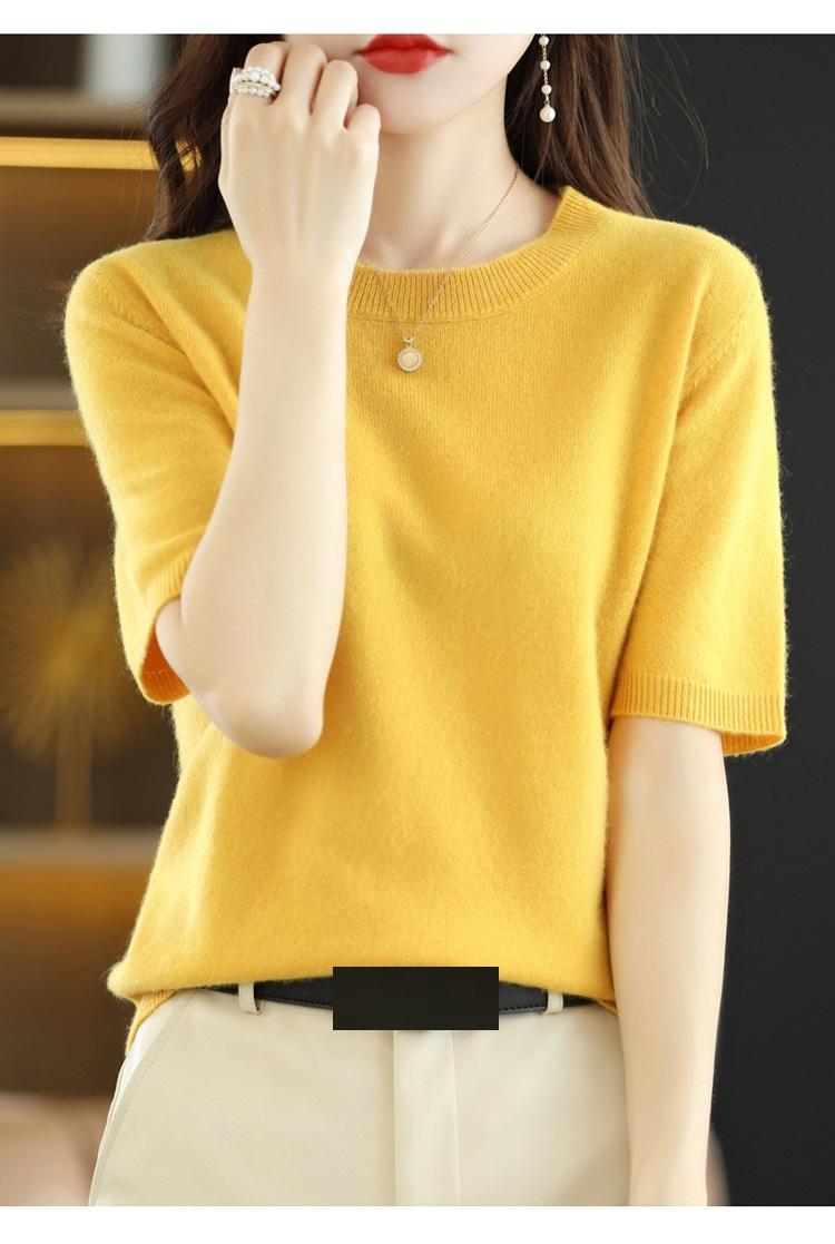 Womens Sweaters O-neck Summer Short Sleeve Korean Style Sweater Knitted Pullover Women Basic Thin Tops Pull Femme Jumper 2023Womens