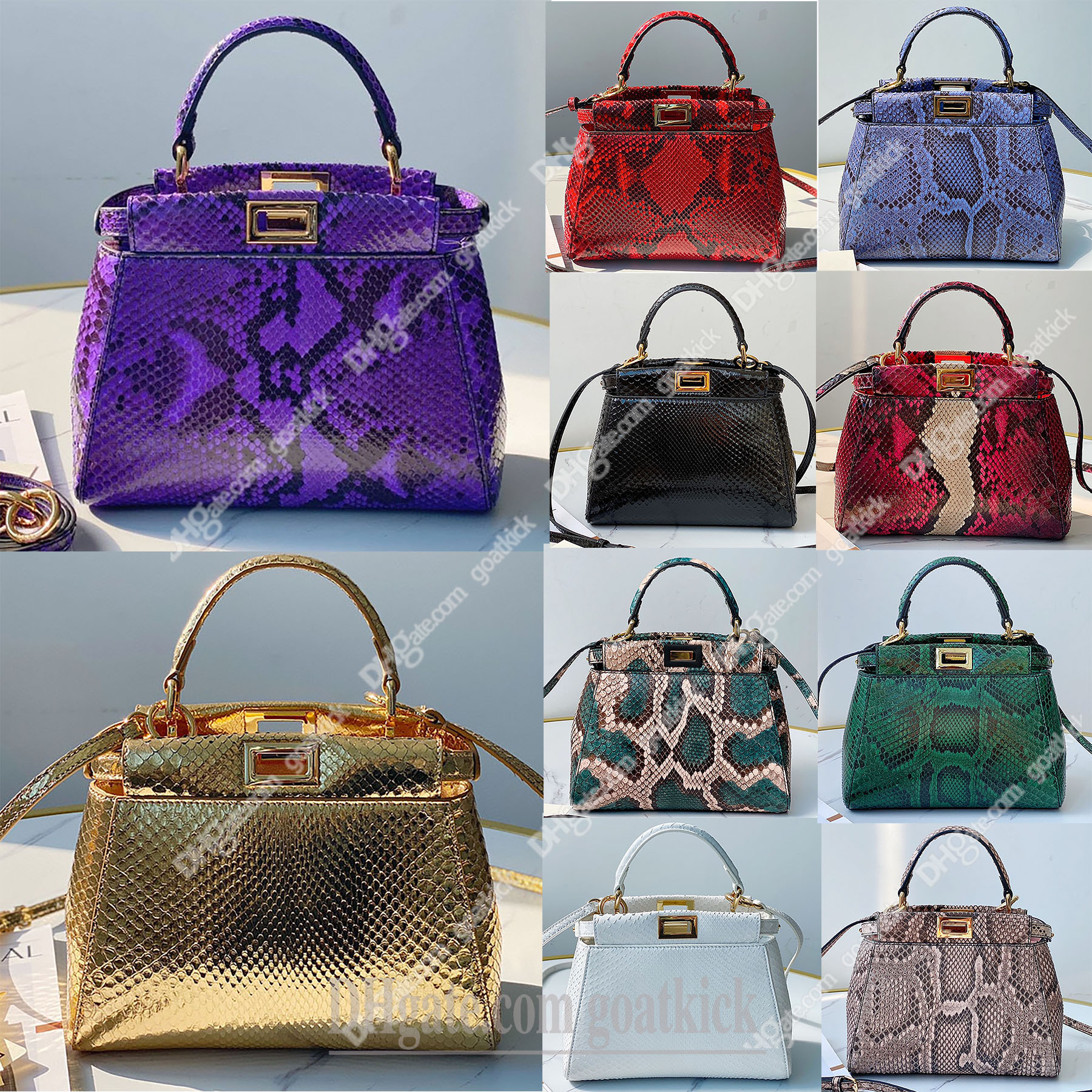 Peekaboo Mini Python Bag Luxury Classic Twist Lock Fashion Designer Woman Shoulder Bag Handbag Wallet Fashion Genuine Leather Cross Body Chain High Grade Quality
