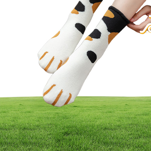 Socks autumn and winter womens curled cotton terry socks pregnant womens old peoples loose mouth cats claws cartoon thickened and