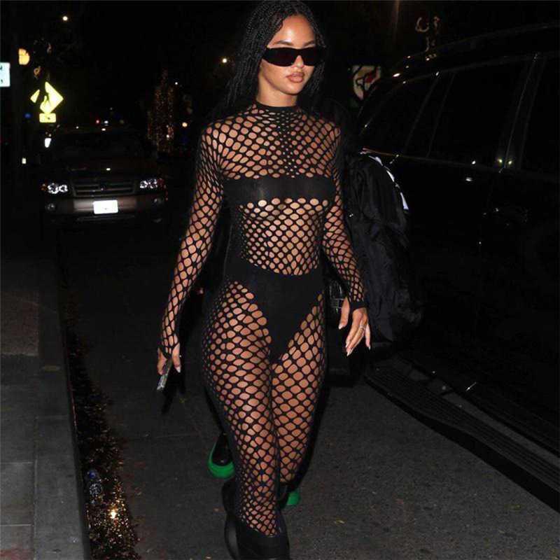 2023 Women pants Spring Women's New Fishing Net Perspective Hollow High Waist Tight Pants Set, Black5
2023 Women pants Spring Women's New Fishing Net Perspective Hollow High Waist Tight Pants Set, Black5