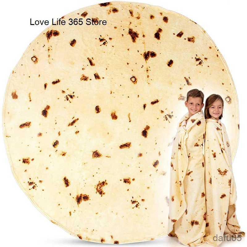 Blankets Swaddling 1pc Tortilla Blanket Pepperoni Pizza Round Realistic Donut Soft Warm Cookies Lavash For Bed Sofa Travel Gift Adult Kids R231106