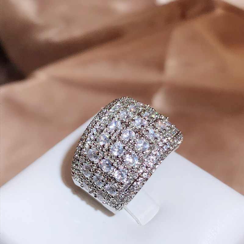 Micro Pave Lab Diamond Ring 925 Sterling silver Engagement Wedding Band Rings for Women Bridal Birthday Party Jewelry Gift