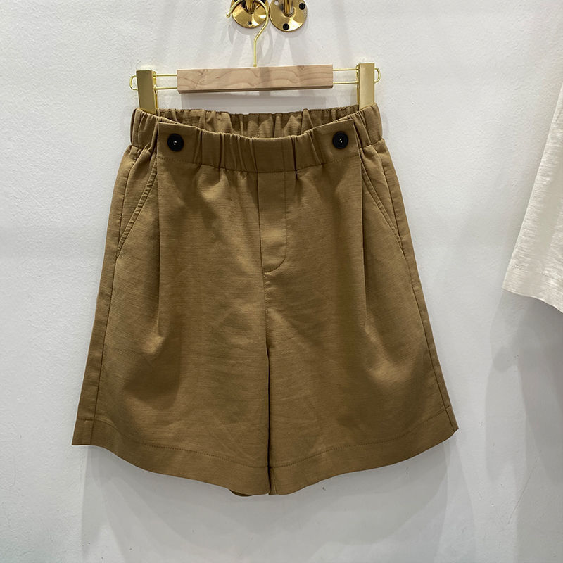 Women's Shorts Women's Summer Shorts Elastic Waist Knee Length Pants Sports Casual High Waist Shorts 100% Cotton Female Student 230406