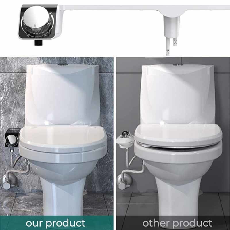 Bathroom Shower Heads Bidet Attachment UltraSlim Toilet Seat Double Nozzle Spiral Adjustable Water Pressure NonElectric Ass Sprayer With Hose L2684 - view 4