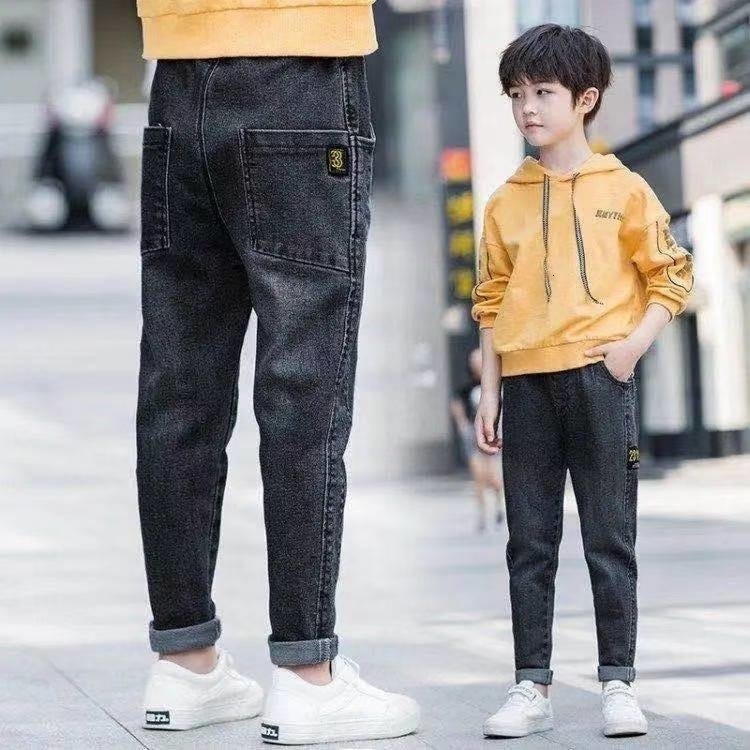 Jeans Boys and Teenagers Summer Clothing Jeans Casual Elastic Waist Letter Printing Children Trousers High Quality 230406
