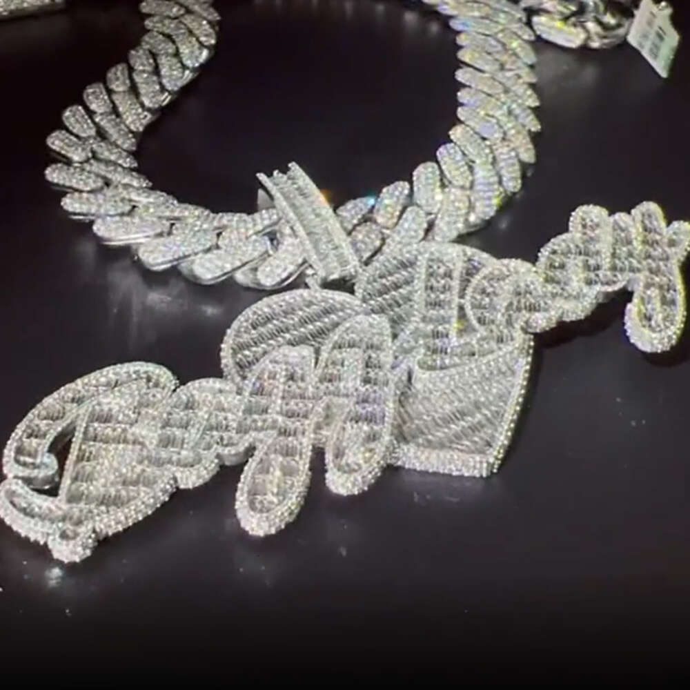 Custom Sterg Sier VVS Moissanite Hip Hop Mens Jewelry Iced Out Necklace moissanite Pendant