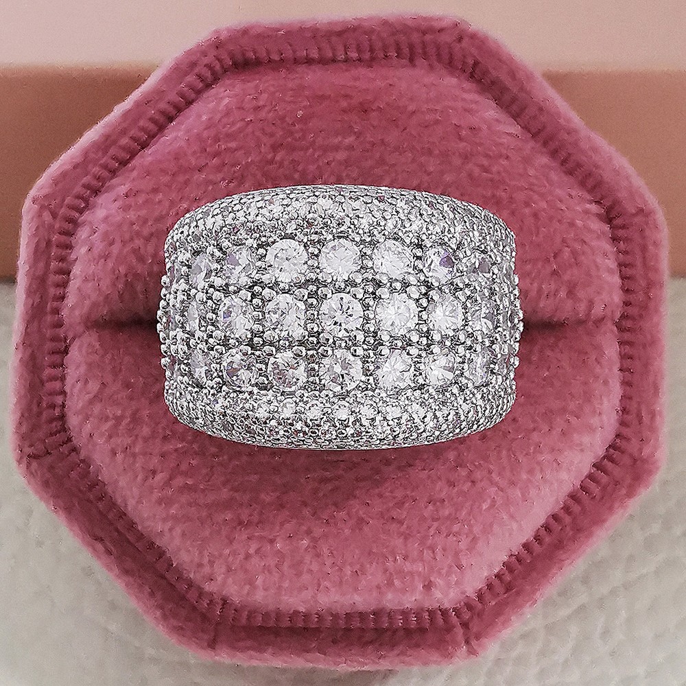 Micro Pave Lab Diamond Ring 925 Sterling silver Engagement Wedding Band Rings for Women Bridal Birthday Party Jewelry Gift