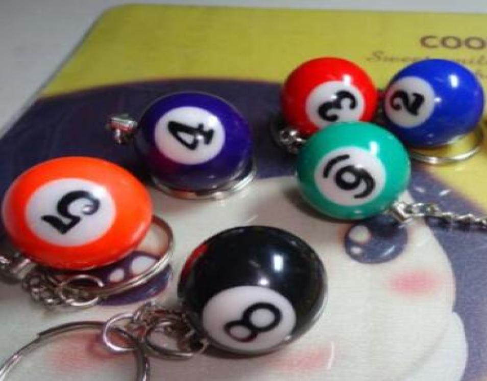 Fashion Snooker Table Ball Keychain Keyring Key Chain For Birthday Lucky Gift Mixed Colors