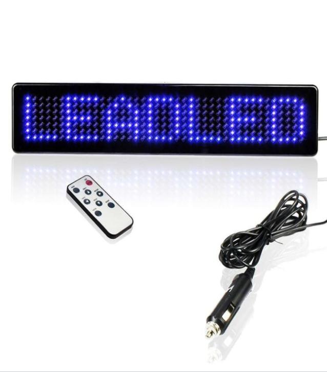 New Blue 12V Car LED Programmable Message Sign Scrolling Display Board With Remote LED display