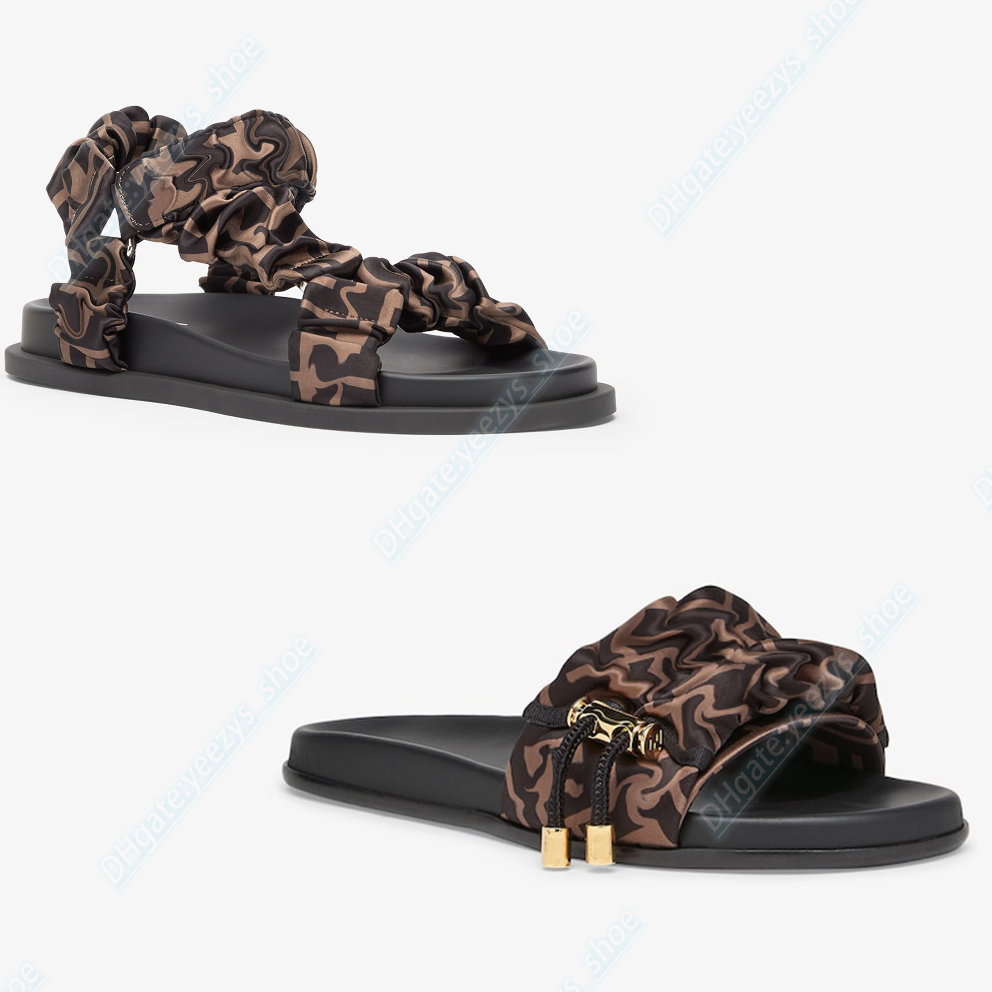 Woman men luxury slipper designer slide F letter silky Brown satin shoes gold stopper drawstring Summer Girls beach flat sandal, #3
Woman men luxury slipper designer slide F letter silky Brown satin shoes gold stopper drawstring Summer Girls beach flat sandal, #3