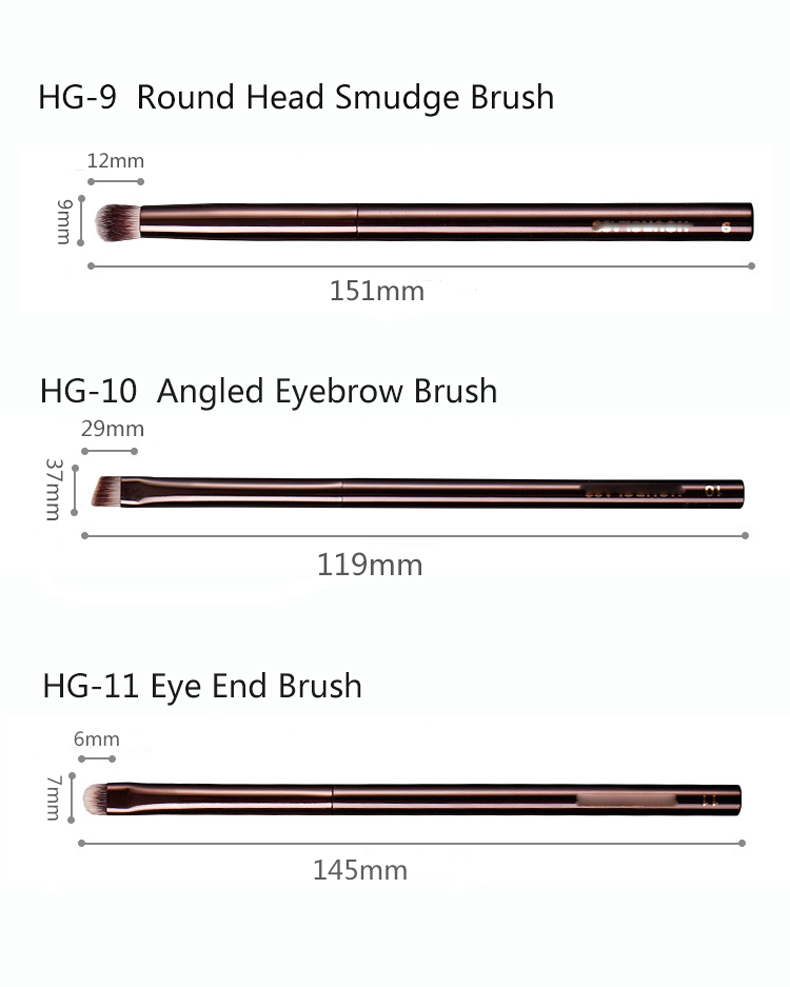 Hourgla Makeup Brushes Sculpting Loose Powder Foundation Blush Contour Eyelash Shadow Concealer EyeLiner Metal Handle Brush