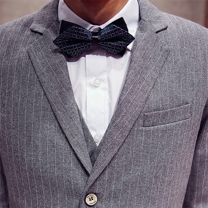 Men's Suits Blazers Light gray knitted men's suit 3-piece jacket pants vest bridal room beauty slim fitting formal wedding dress men's 