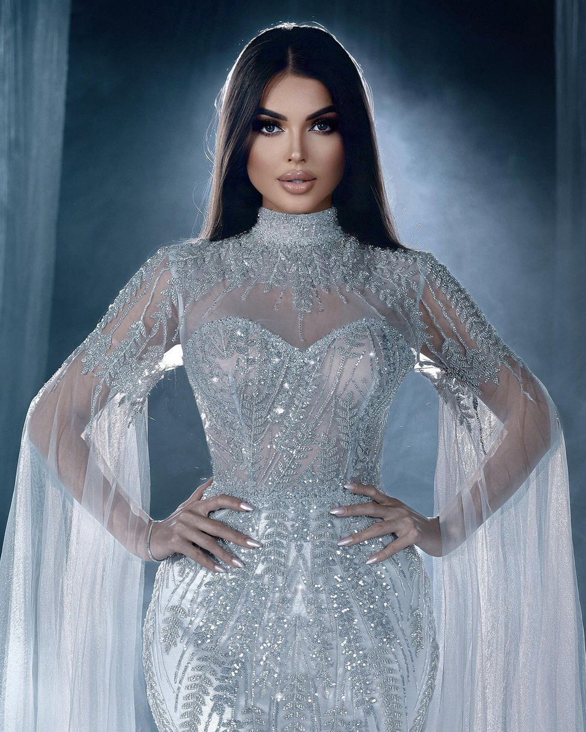 Gorgeous Mermaid Wedding Dresses High Neck Lace Applicants Long Sleeves on Tulle Zipper Floor Length Custom Made Plus Size Bridal Gown Vestidos De Nov