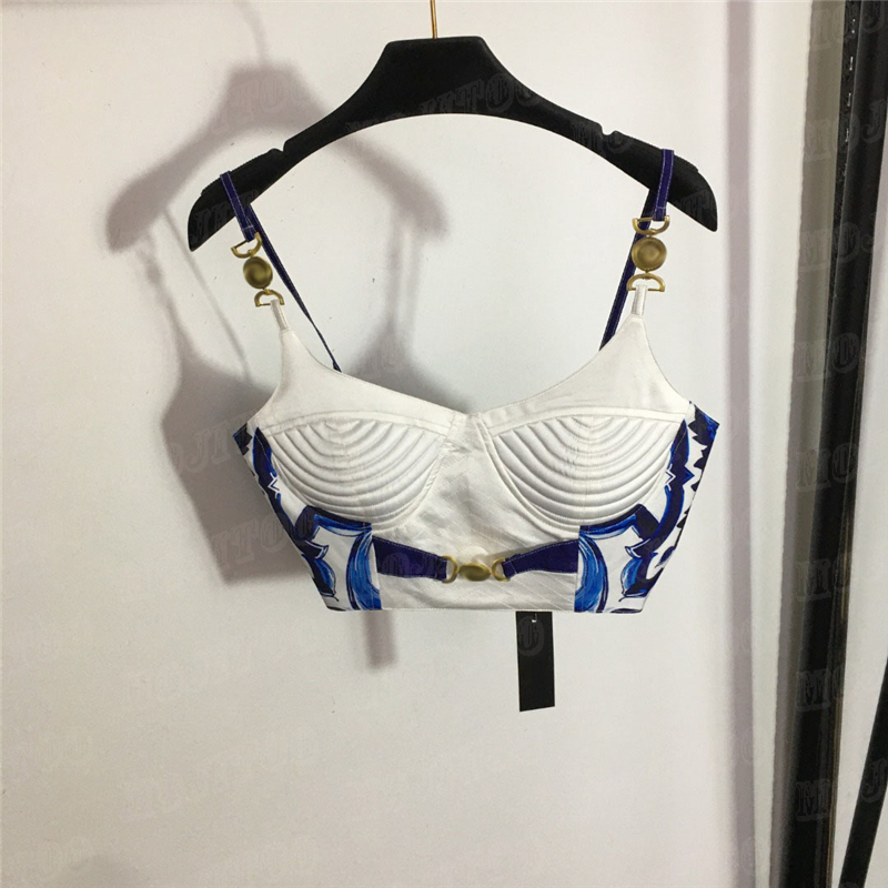 Vintage Print Sling Vest Dress Sets For Women Fashion Sexy Tank Top High Waist Skirts Party Wedding