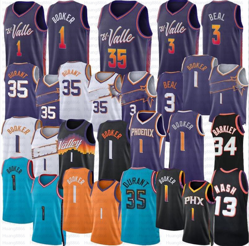 Devin Booker Sun Kevin Durant Basketball Jersey Phx Bradley Beal Steve Nash Charles Barkley 2023 2024 City Blue Shirt Purple