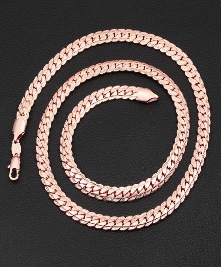6 mm1832 inch Luxury mens womens Jewelry 18KGP Rose Gold plated chain necklace for men women chains Necklaces accessories hip ho