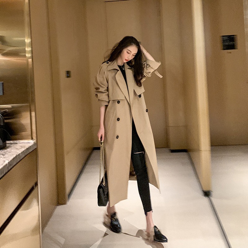 Women's Trench Coats Autumn Classic Double Breasted Long Jacket with Belt Female Solid Color Lapels Windbreaker Winter Coat for Women 230404