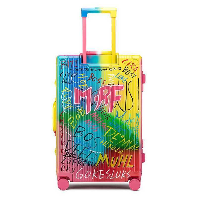 Trendy graffiti luggage, women's and men's trolley case, internet red ins, new trendy universal wheel boarding password box, travel box