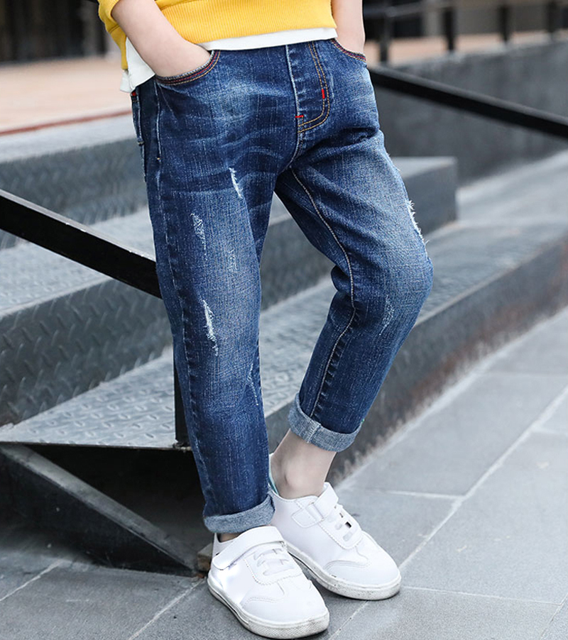 Jeans IENENS 4-11 Year Old Boys' Clothing Slim Straight Jeans Classic Bottom Children's denim Clothing Pants Children's Boys' Casu