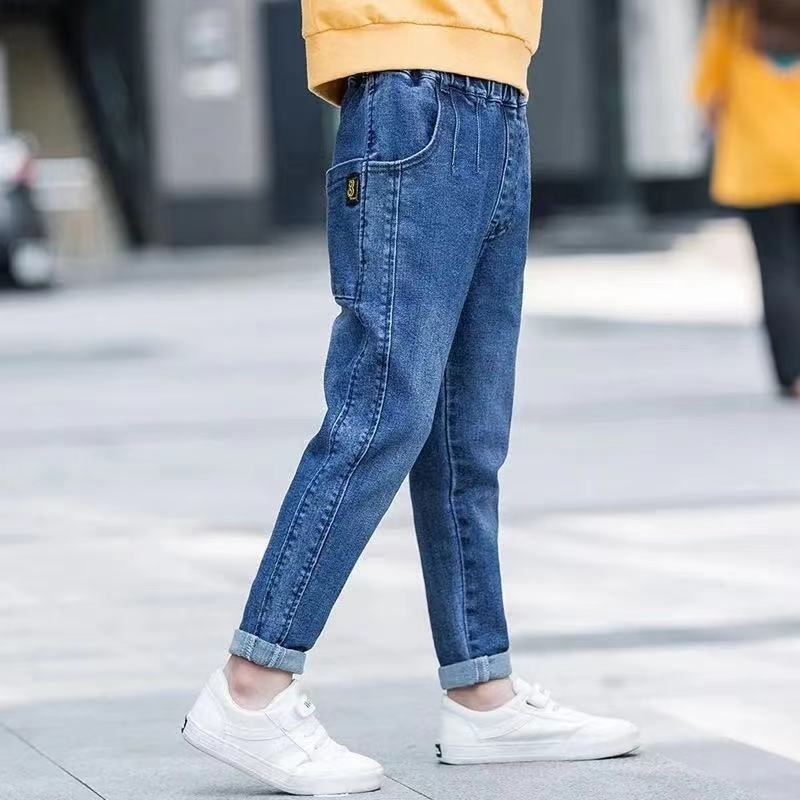 Jeans Boys and Teenagers Summer Clothing Jeans Casual Elastic Waist Letter Printing Children Trousers High Quality 230406
