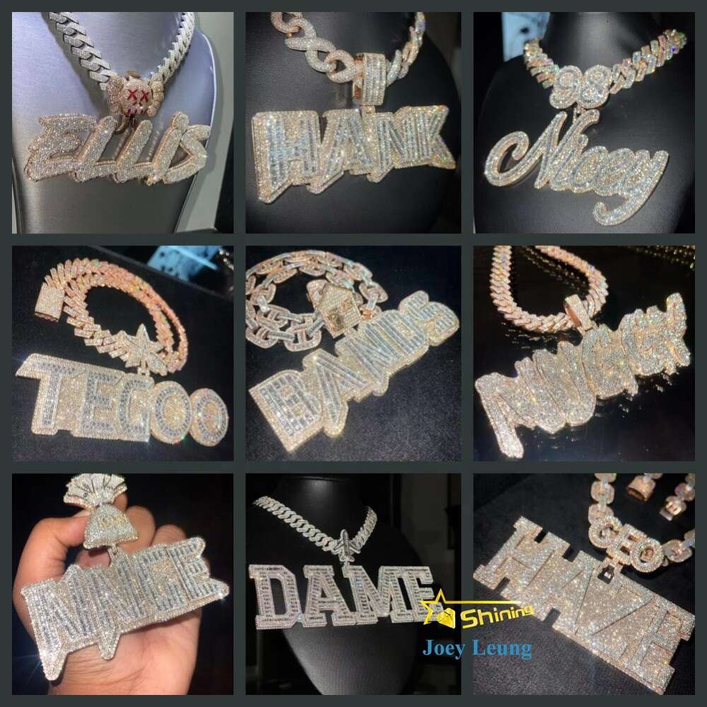 Hip Hop Fine Jewelry Face VVS Moissanite Dia Necklace Custom 3D Iced Out Pendant