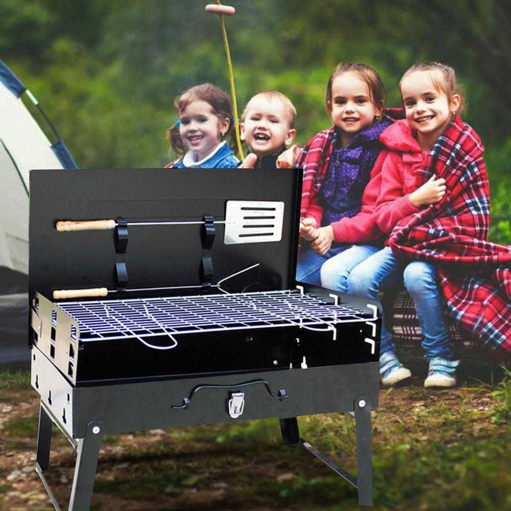 BBQ Tools Accessories Outdoor Barbecue Charcoal Grill Portable Box Type Stove Non-Stick Oven Foldable Picnic Camping Baking Barbe Rack