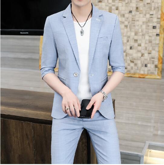 Men's Suits Blazers Spring Men's Casual Slim Fit Set Coat Long Sleeve Thin Top 230406
