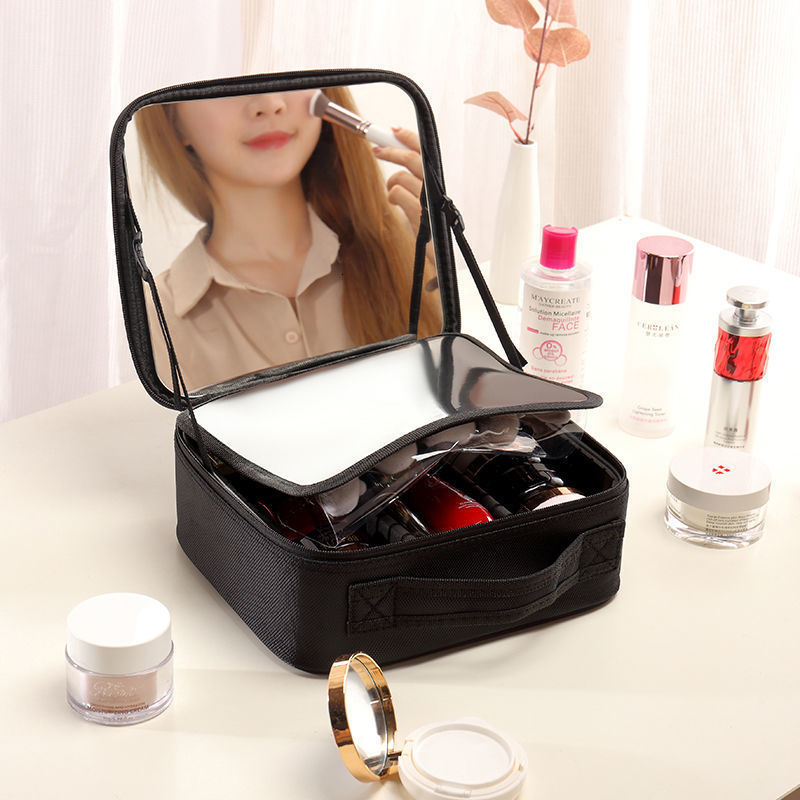 Cosmetic Bags Cases Luminous Makeup Box with Mirror LED Portable Makeup Bag Large Capacity Makeup Storage Box Women's Makeup Bag Q44 230406