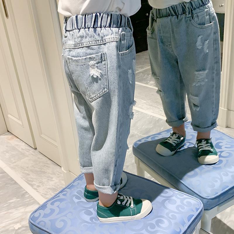 Jeans Fashion Kids Boys Spring Autumn High Elastic Waist Jeans Trousers Children's Clothing Casual Slim Long Jeans C136 230406