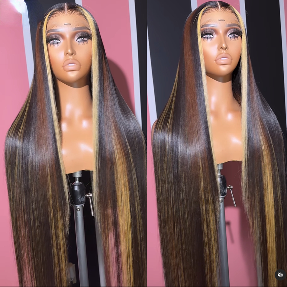 HD Human Hair Lace Front Wigs Highlight Pink With Brown Lace frontal Wigs Body Wave Glueless Lace Closure Wig Synthetic For Black Women