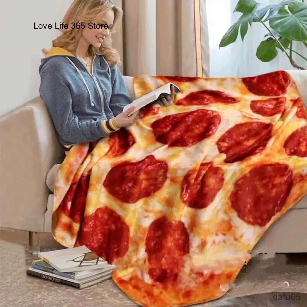 Blankets Swaddling 1pc Tortilla Blanket Pepperoni Pizza Round Realistic Donut Soft Warm Cookies Lavash For Bed Sofa Travel Gift Adult Kids R231106