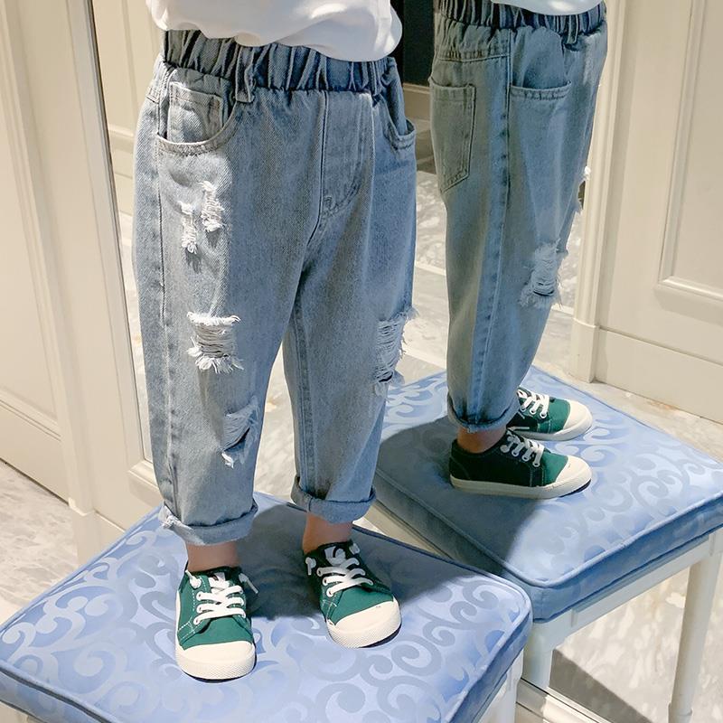 Jeans Fashion Kids Boys Spring Autumn High Elastic Waist Jeans Trousers Children's Clothing Casual Slim Long Jeans C136 230406