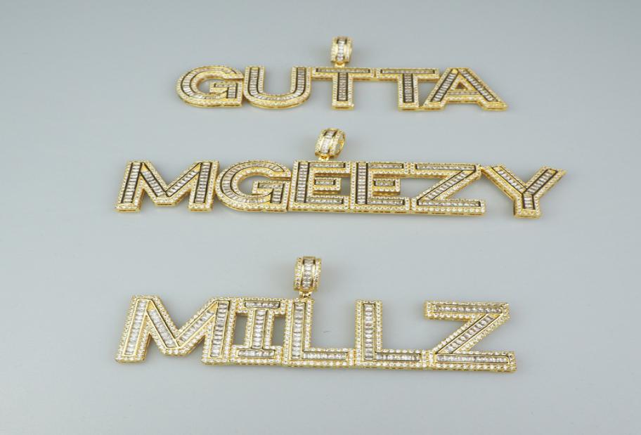 AZ Custom Name Gold Plated Bling Iced Out Bling CZ Letter Necklace for Men Women Hip Hop Jewelry Necklace