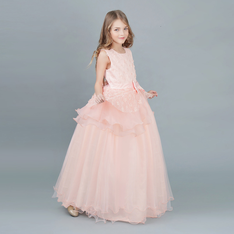 Girls Dresses Kid Wedding for Elegant Flower Princess Long Gown Baby Girl Christmas Dress vestidos infantil Size 6 12 14 Years 230406