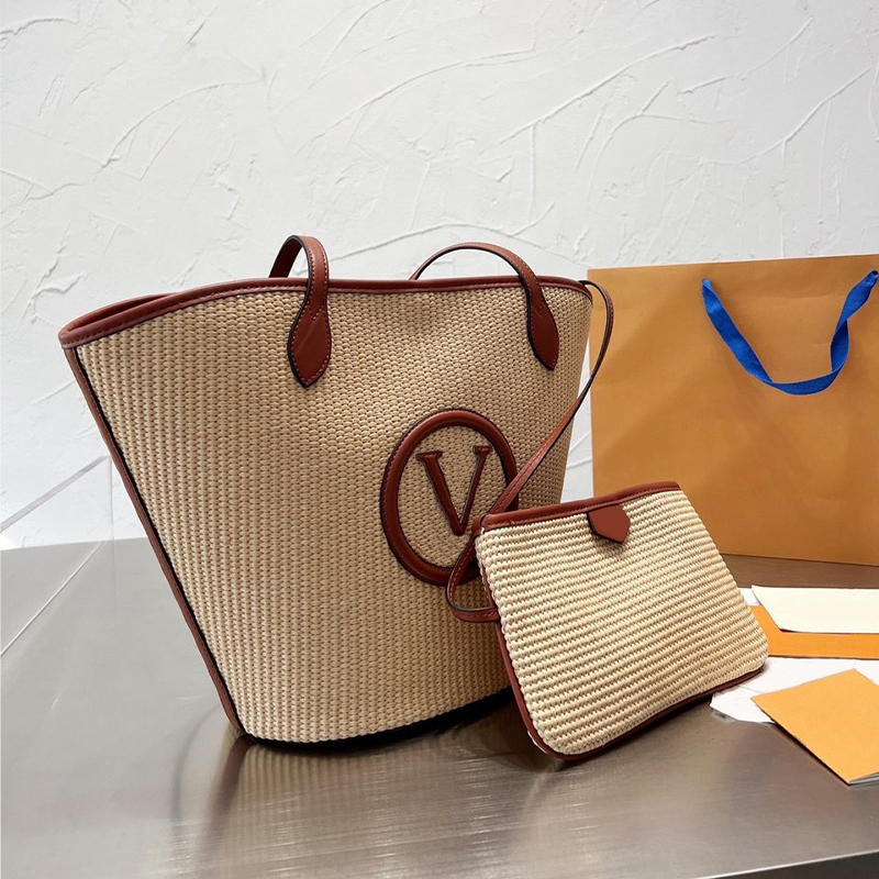 23ss Designer Beach Bags Classic Style Summer Vacation Fashion shopping bags Women's Shoulder Bag Pure Knitting Straw Woven bags