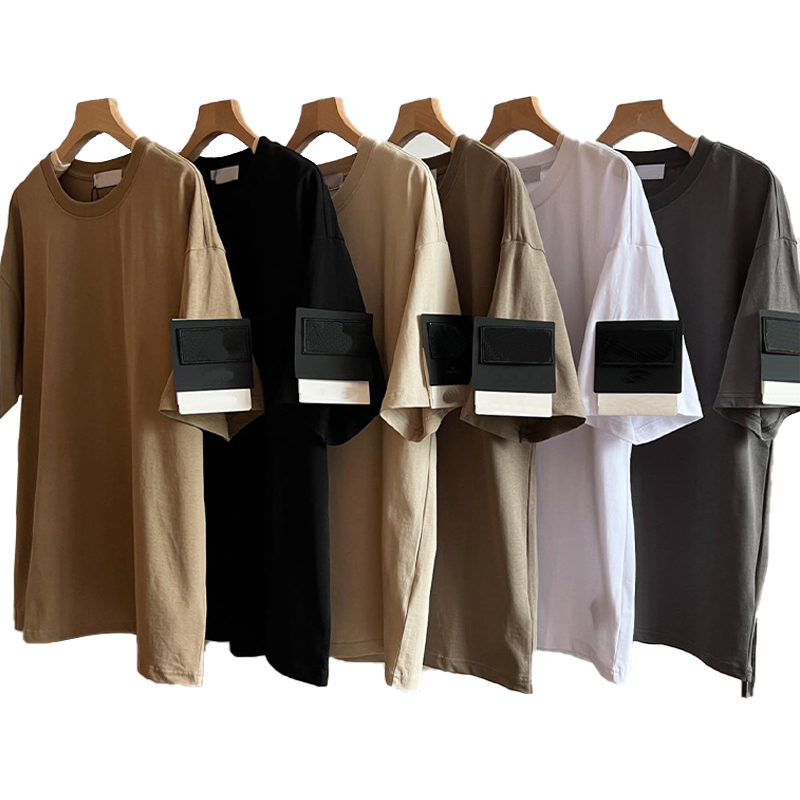 Summer Functional Washing Old T-shirt Retro Logo Short Sleeve Basic Cotton Round Neck T-shirts 2199#