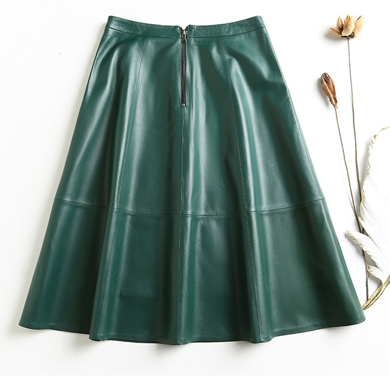 Skirts Vintage Ropa Winter Women's Leather Thin A-line Pleated Leather Women's Wine Red/Black 65cm Long Jupe Drone Leisure Etek Steel 230406