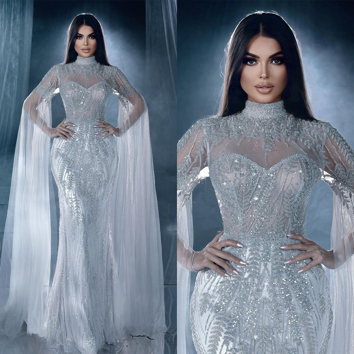 Gorgeous Mermaid Wedding Dresses High Neck Lace Applicants Long Sleeves on Tulle Zipper Floor Length Custom Made Plus Size Bridal Gown Vestidos De Novia, Gold
Gorgeous Mermaid Wedding Dresses High Neck Lace Applicants Long Sleeves on Tulle Zipper Floor Length Custom Made Plus Size Bridal Gown Vestidos De Novia, Gold