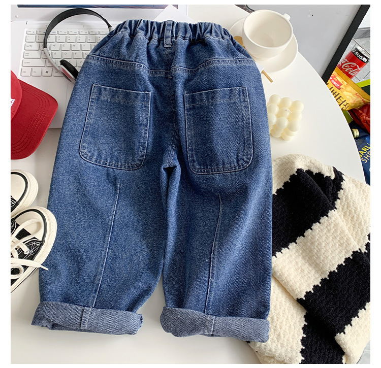 Jeans Spring Men's Solid Color Straight Jeans Children's Loose Casual Jeans 230406