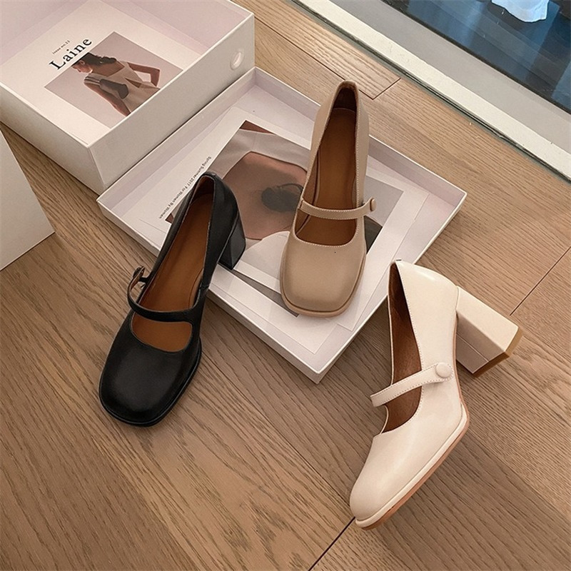 Dress for High Round Toe with Chunky New Mary Jane Shoes Heels Women 230404